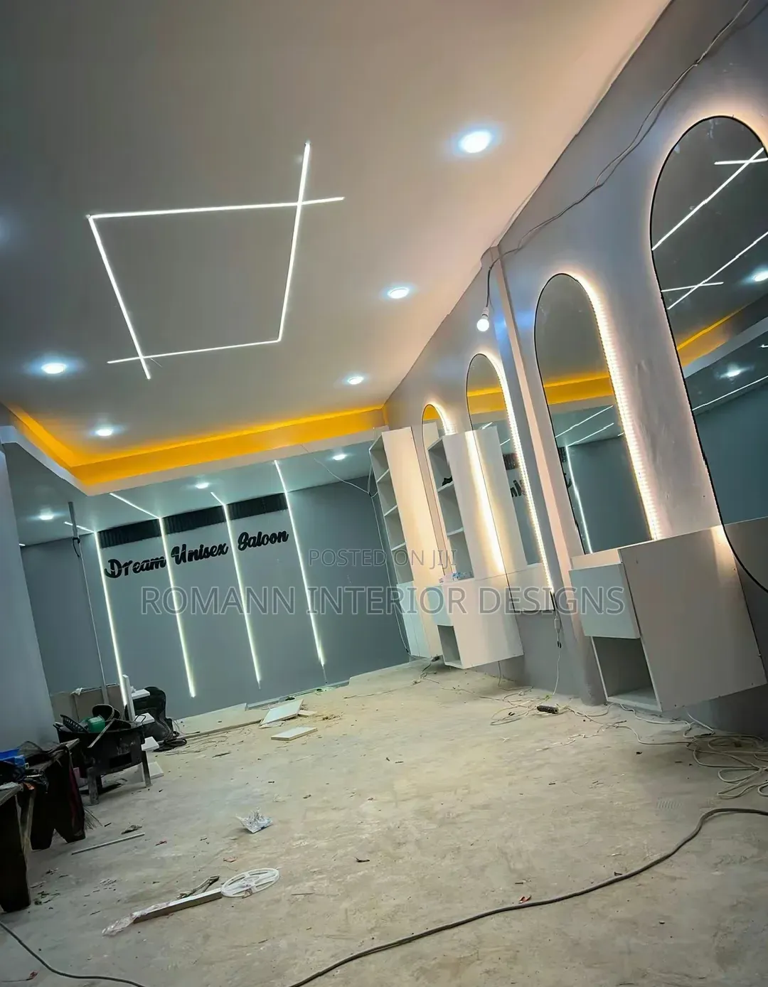 Saloon Mirrors and Ceiling Design