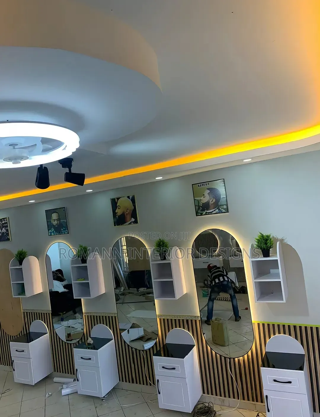 Gypsum Ceiling and Mirrors.