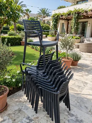 Cafe Slat Outdoor Black Plastic Chairs Plastic Chairs