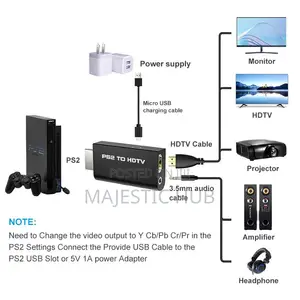 PS2 to HDTV Converter – Full HD 1080P Adapter With 3.5mm Audio Output