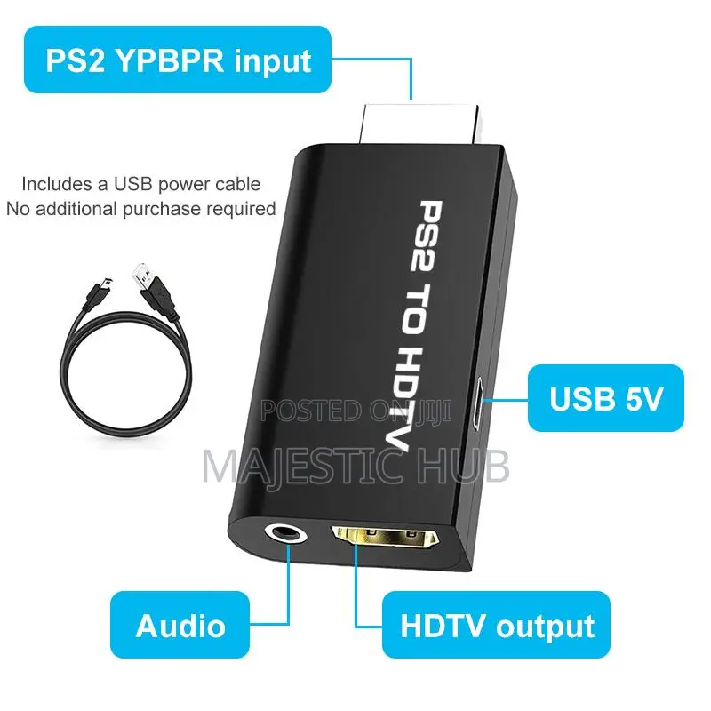 PS2 to HDTV Converter – Full HD 1080P Adapter With 3.5mm Audio Output