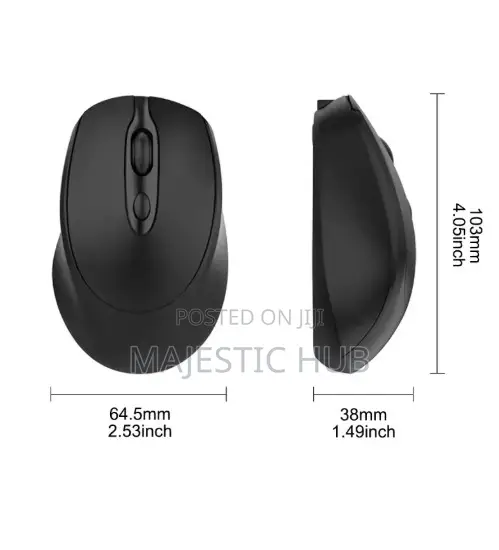 Rechargeable Wireless Mouse, 2.4G Bluetooth, Silent Click, USB – Black