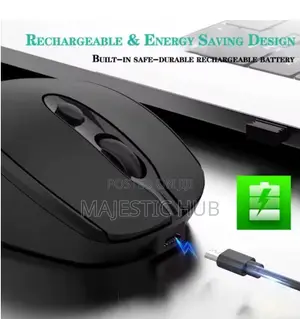 Rechargeable Wireless Mouse, 2.4G Bluetooth, Silent Click, USB – Black