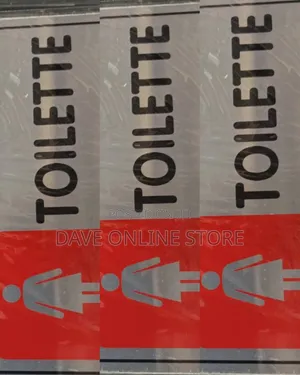 Silver Metallic Restroom Sign