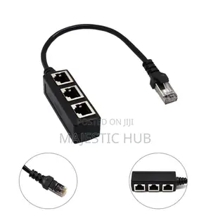 1-to-3 RJ45 Ethernet Splitter, LAN Adapter for Cat8/Cat7 Cables