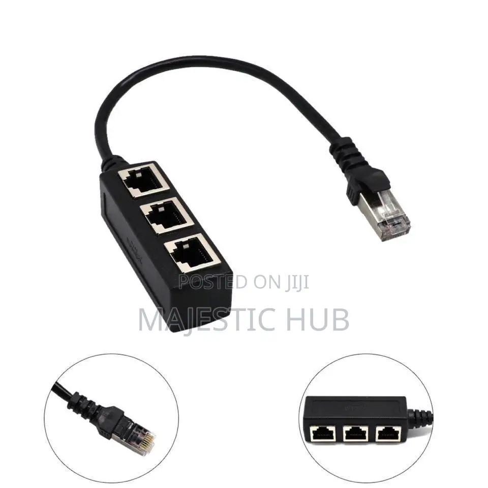 1-to-3 RJ45 Ethernet Splitter, LAN Adapter for Cat8/Cat7 Cables