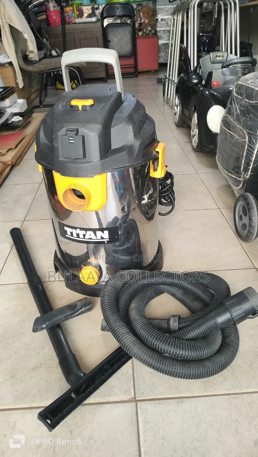 UK Used Titan Stainless Steel Wet-Dry Industrial Vacuum Cleaner, 1400w