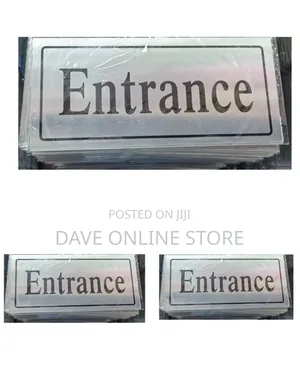 Self-Adhesive Silver Metal-Finish "Entrance" Sign Plate.
