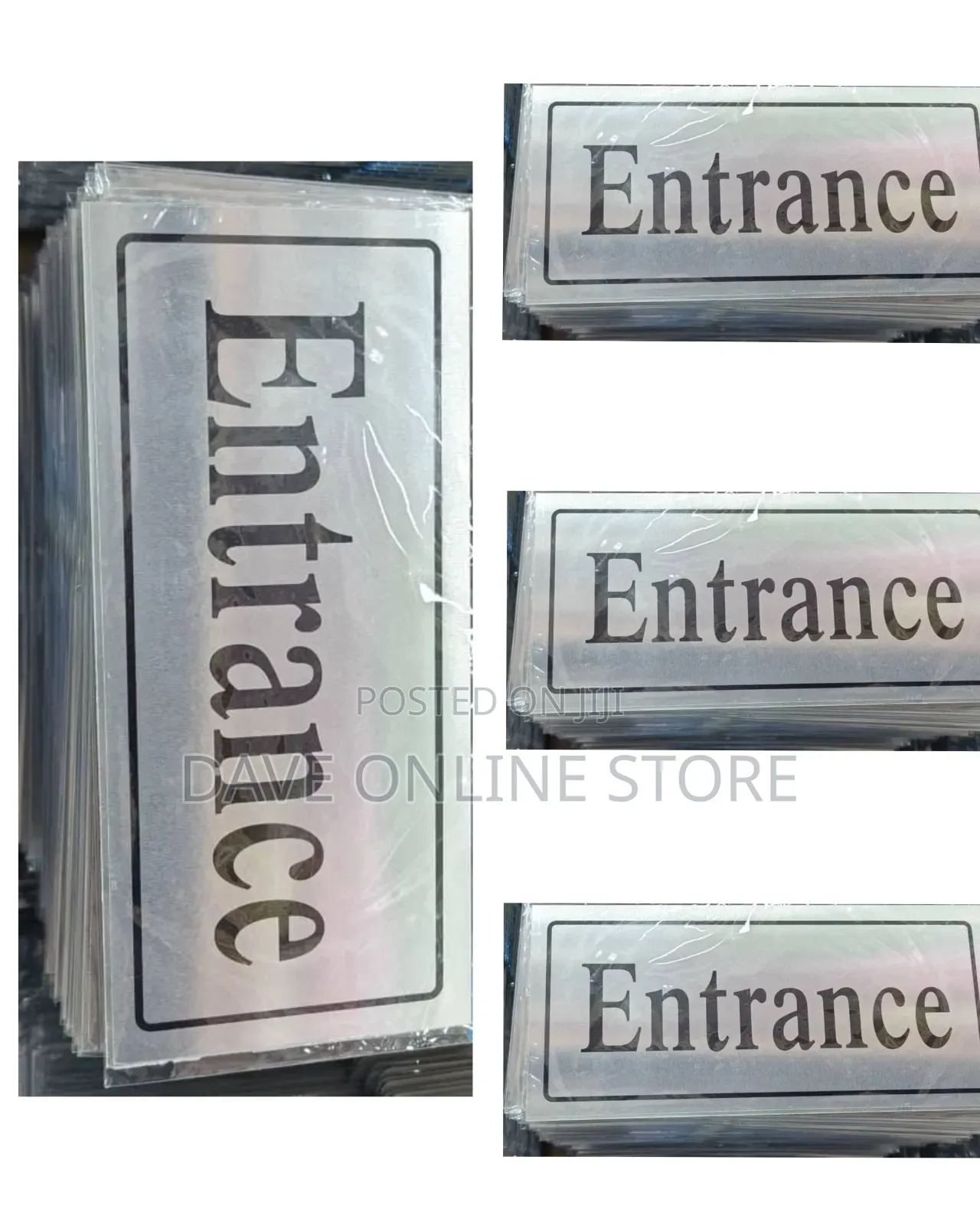 Self-Adhesive Silver Metal-Finish "Entrance" Sign Plate.