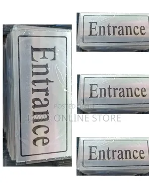 Self-Adhesive Silver Metal-Finish "Entrance" Sign Plate.