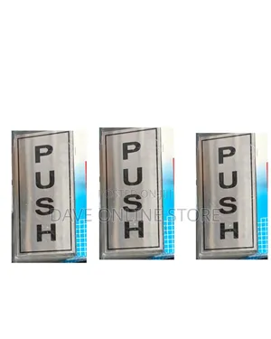 Silver-Colored Metal or Foil "PUSH" Door Sign Sticker