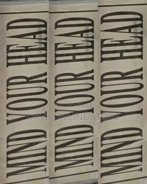 Self-Adhesive Silver "Mind Your Head" Warning Sign.