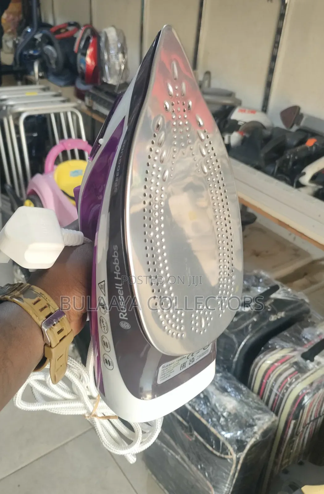 UK Used Russell Hobbs Speedglide Steam Iron in Purple and White, 2400w