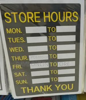 Blank, Customizable "Store Hours" Sign