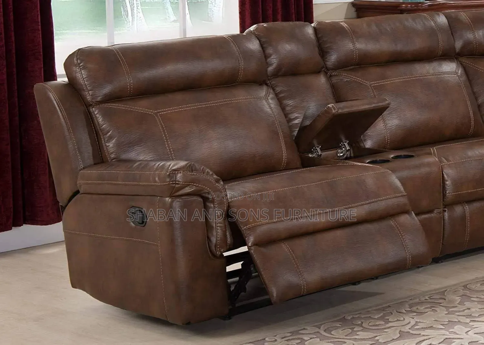 Five Seater Recliner Sofa Couch in Leather Material