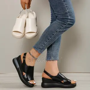 2027 Beach Open Toe Elastic Band Wedges