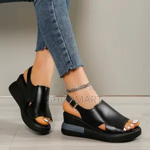 2027 Beach Open Toe Elastic Band Wedges