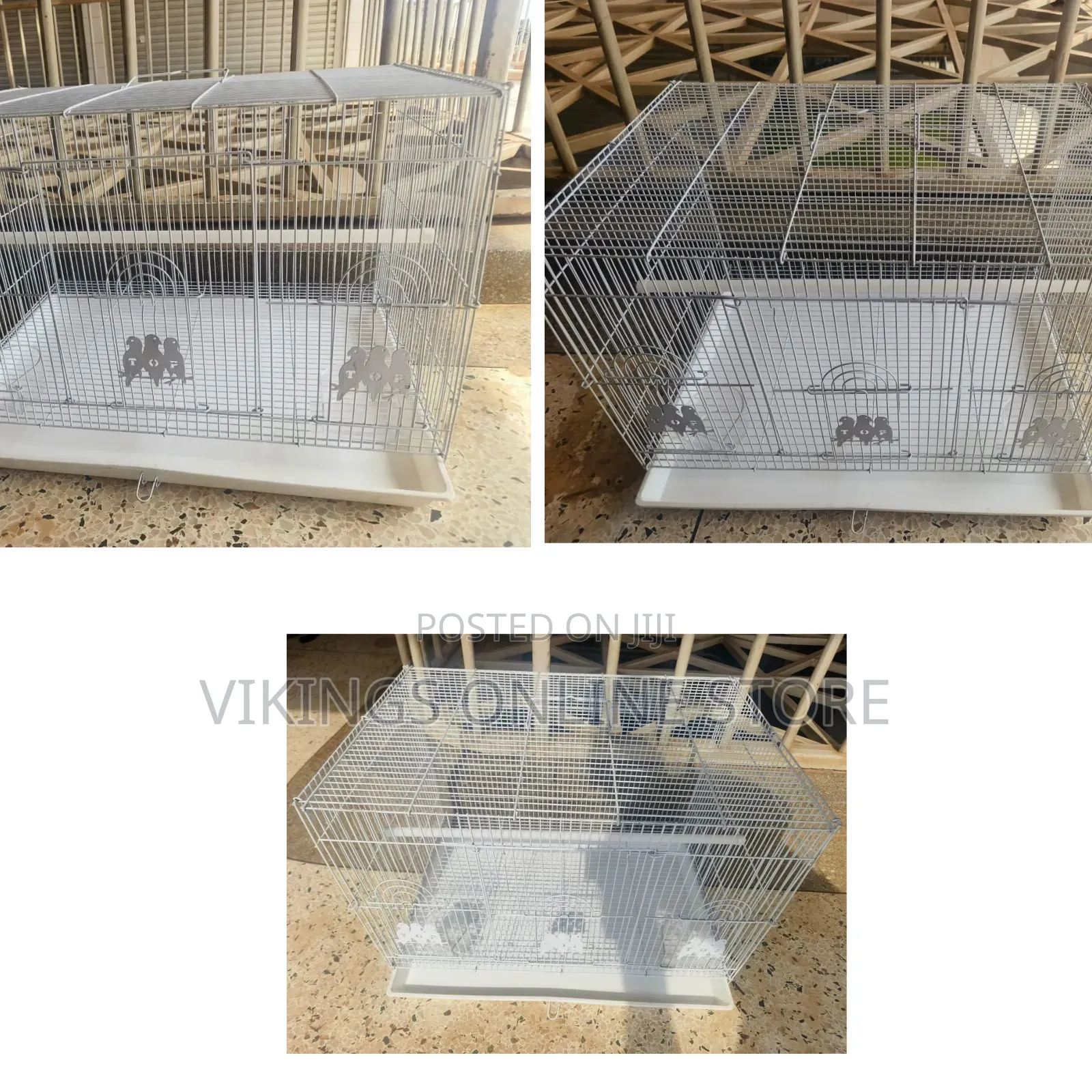 White Rectangular Metal Pet Cage With a Pull-Out Plastic Tray