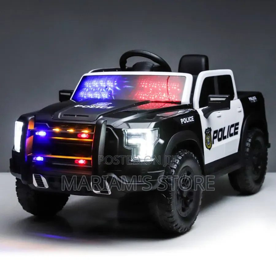 12V Powered Ride-on Electric Police Truck Toy Designed for Kids
