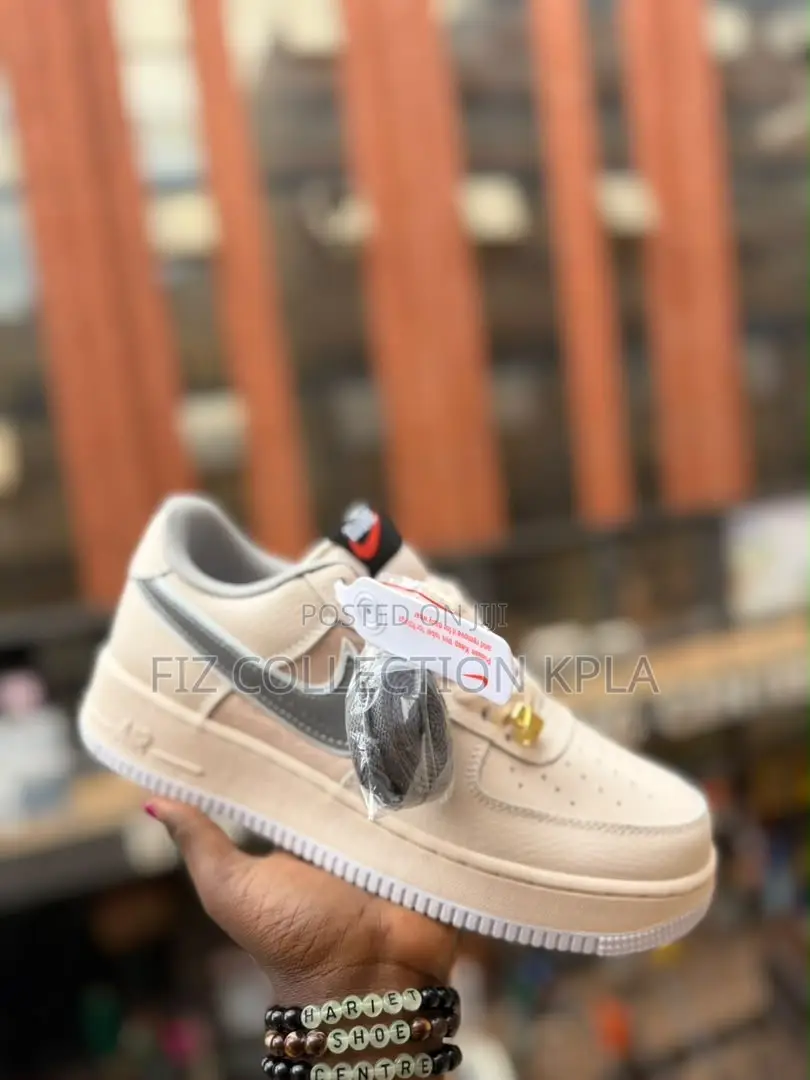 Original Nike Air Force 1 Low Beige Grey Swoosh Sneakers