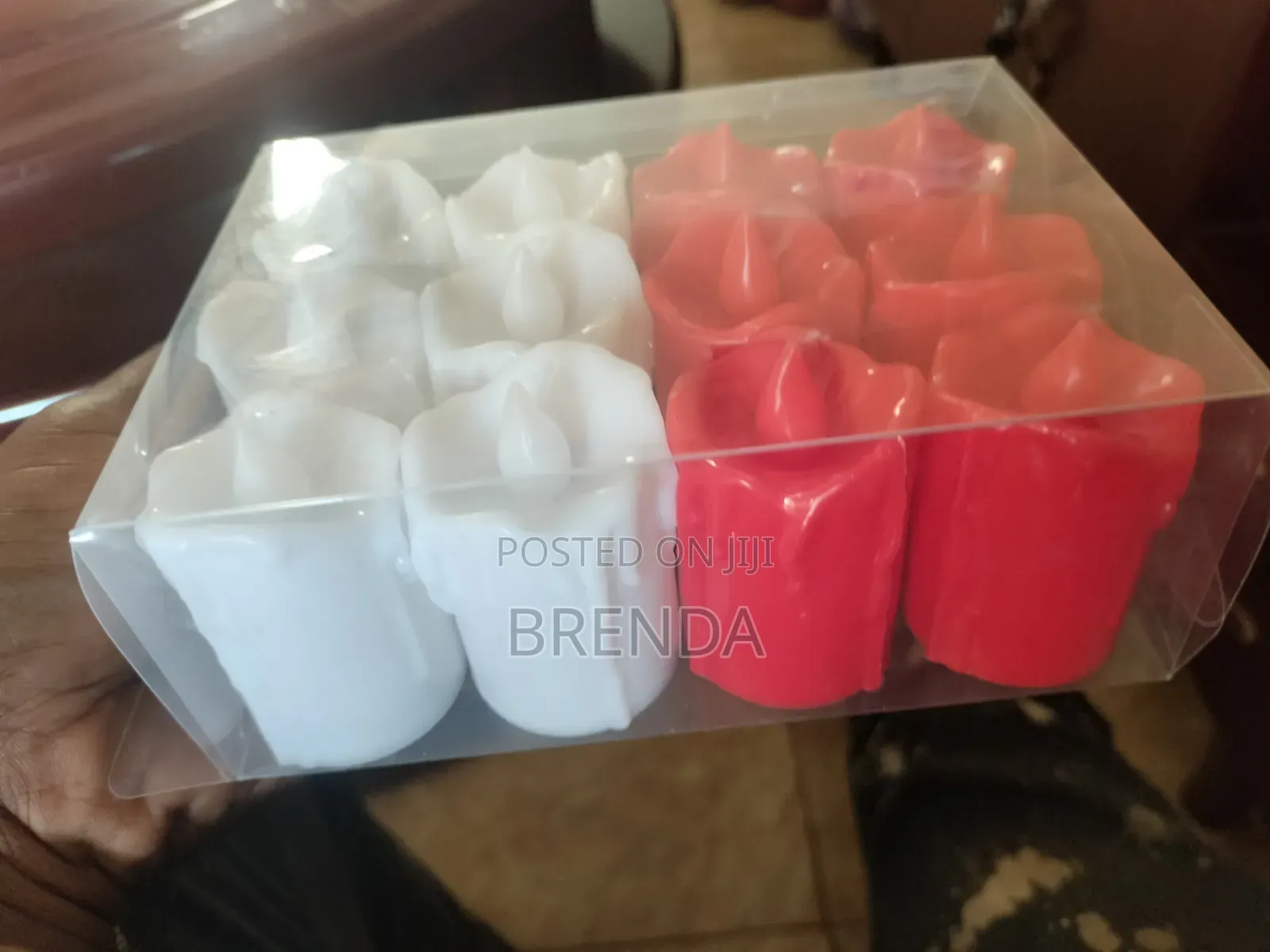 White and Red 12 Medium LED Battery Operated Candles