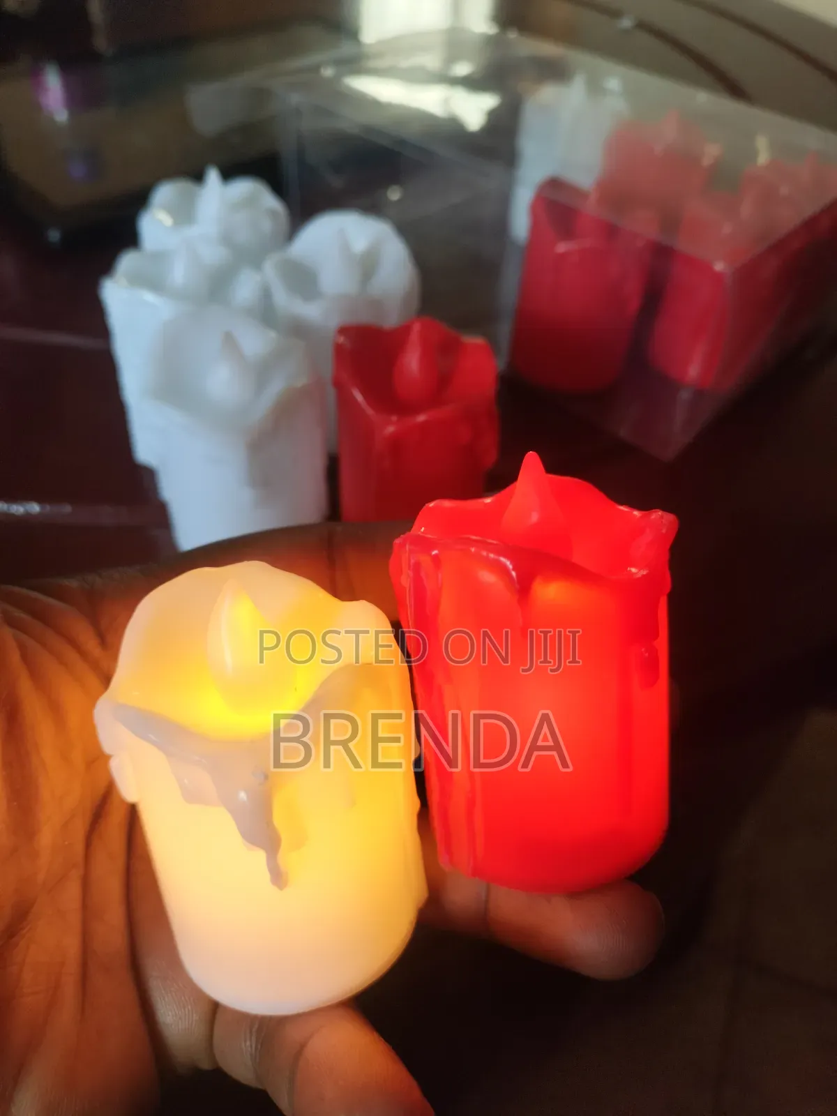 White and Red 12 Medium LED Battery Operated Candles