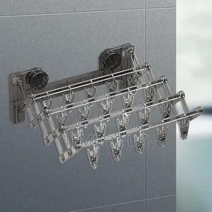 Wall-Mounted Clothes Drying Rack With 20 Clips | Foldable Multipurpose