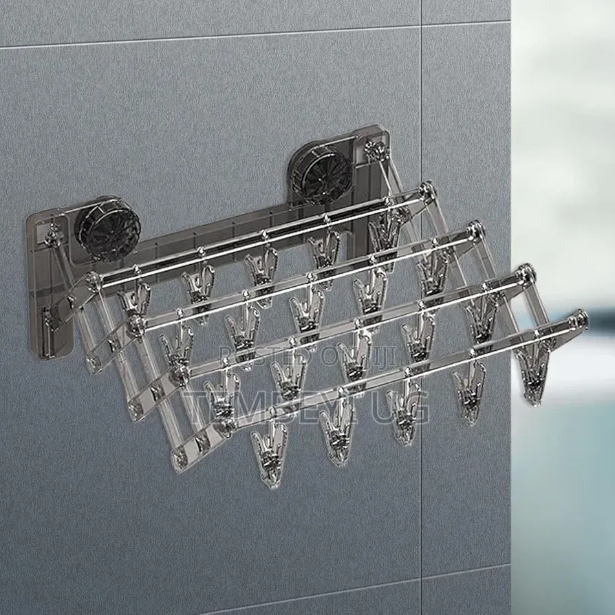 Wall-Mounted Clothes Drying Rack With 20 Clips | Foldable Multipurpose