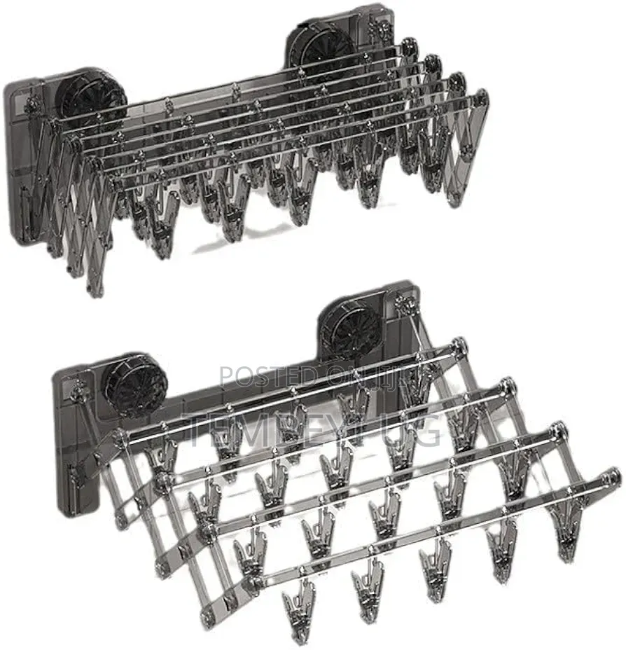 Wall-Mounted Clothes Drying Rack With 20 Clips | Foldable Multipurpose