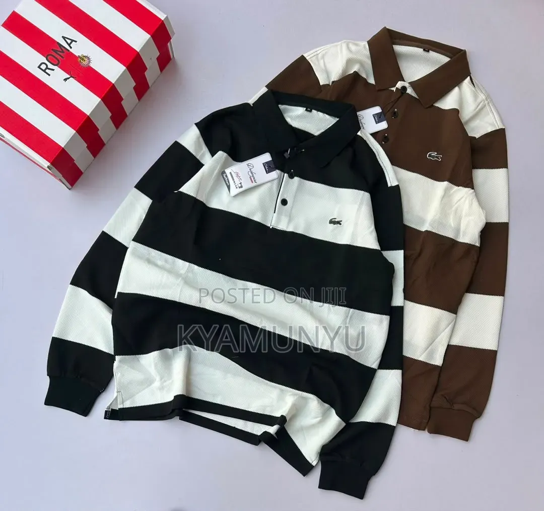 Long Sleeved Striped Polo Shirts