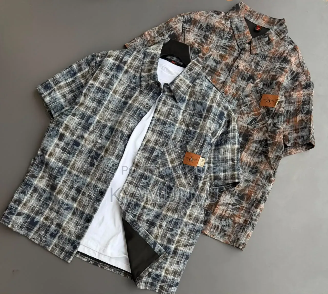 Short Sleeve Boxy Striped Button-Up Shirts.