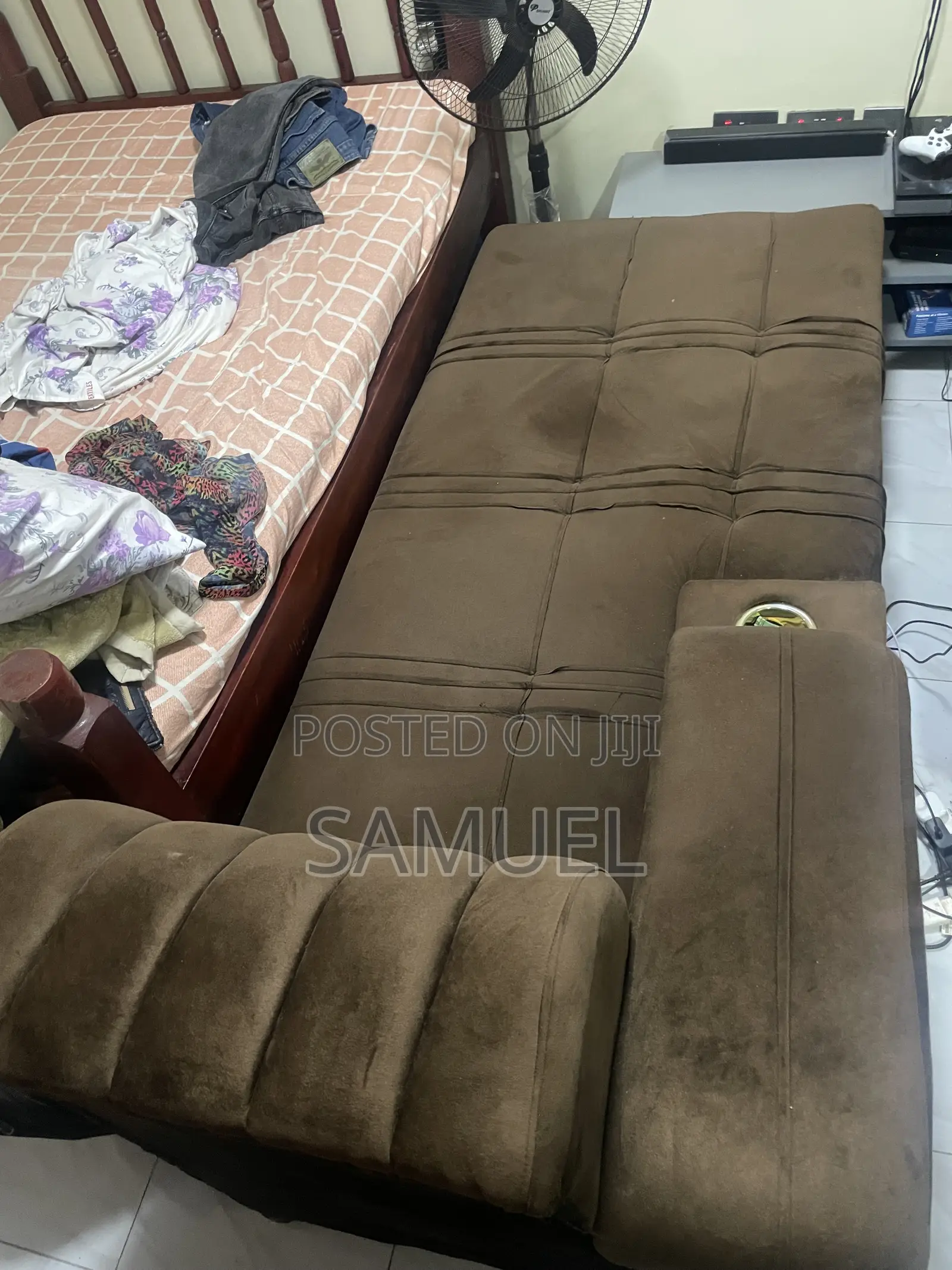 Plush Brown Tufted Sectional Sofa