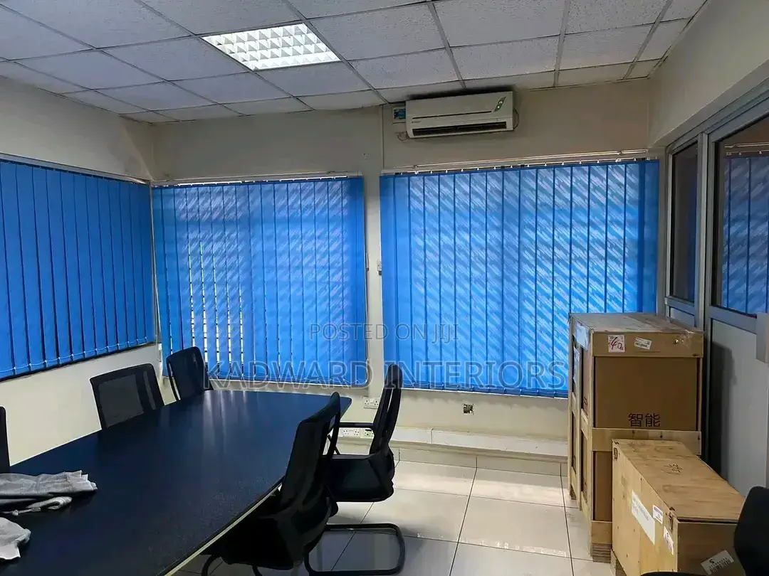 Office Windows and Doors Dressed With Blinds