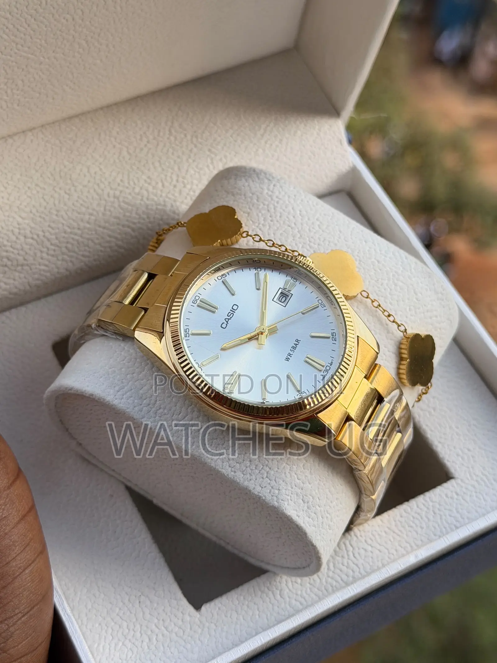 Gold X White Casio Watch