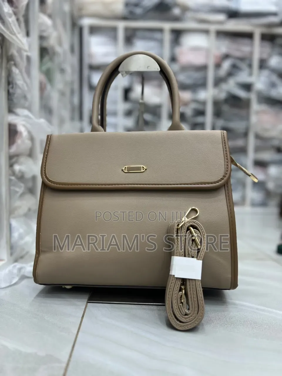 Faux-Leather Handbag With Dual Top Handle