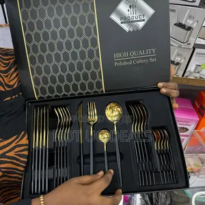 24-Piece Polished Gold Stainless Steel Luxury Cutlery Set