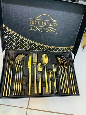 24-Piece Mirror-Polished Gold Cutlery Set