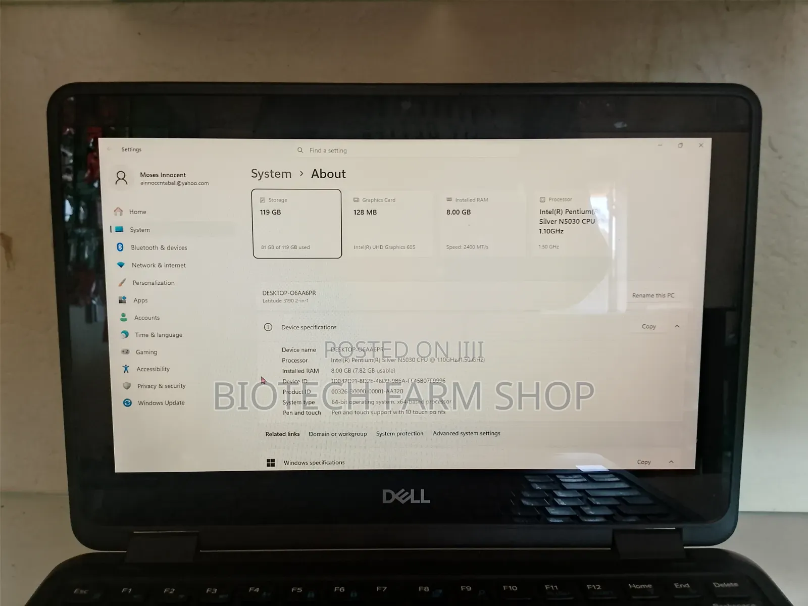 Laptop Dell Latitude 3190 2-in-1 8GB Intel Pentium SSD 128GB