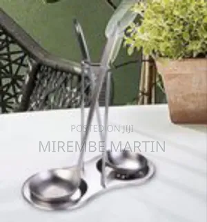 Dual Stainless Steel Vertical Ladle Stand With Drip Tray