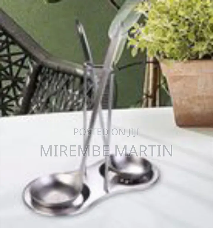 Dual Stainless Steel Vertical Ladle Stand With Drip Tray