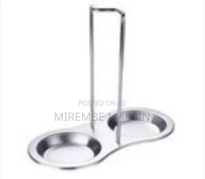 Dual Stainless Steel Vertical Ladle Stand With Drip Tray