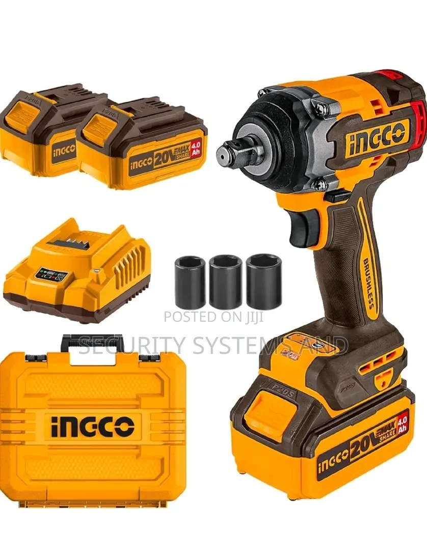 INGCO 20V Brushless Cordless Impact Wrench Square Drive 1/2Inch