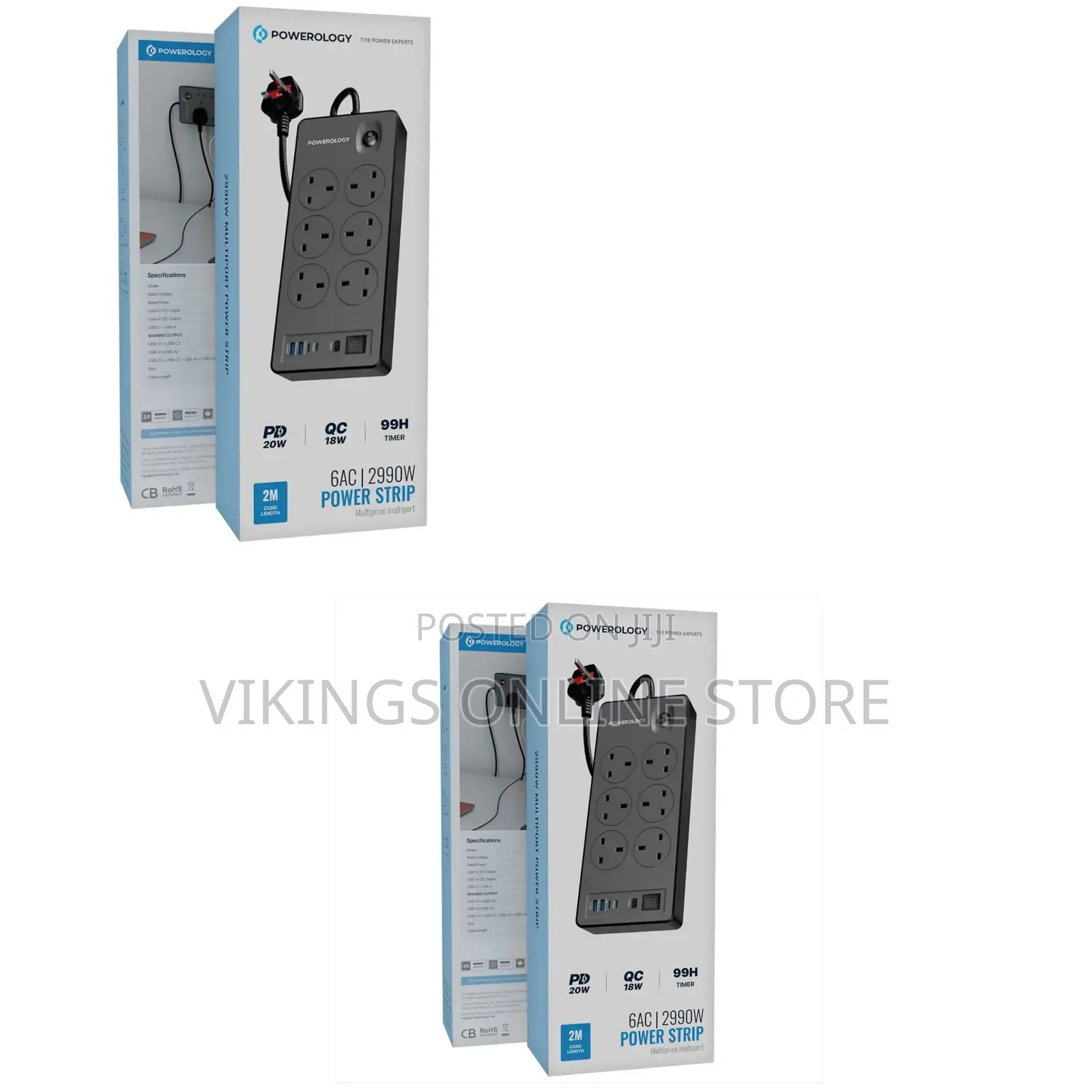 Powerology 6AC 2990W Multipurpose Power Strip