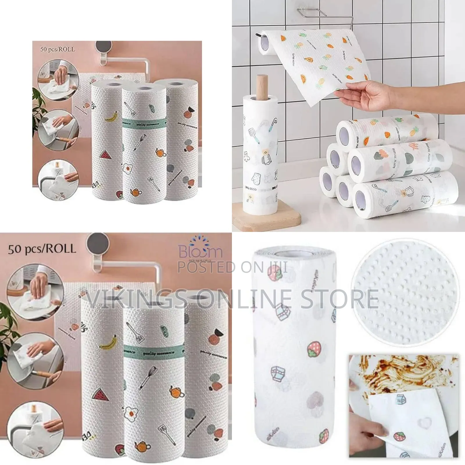 1 Roll 50 Pieces Reusable Cleaning Wipes, Kitchen Towels Disposable