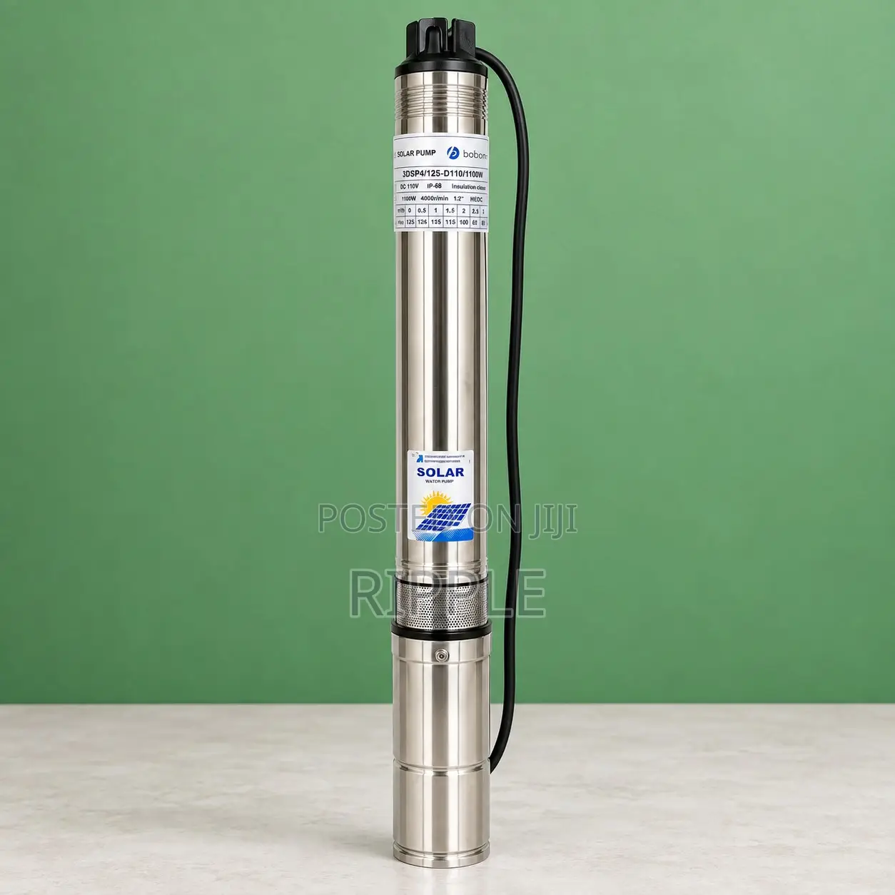 1.1kW Solar Deep Well Borehole Pump 125m Head 4,000l/H | 110V DC