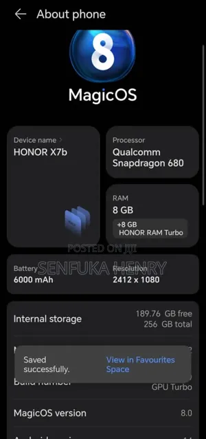 Honor X7b 5G 256 GB Blue