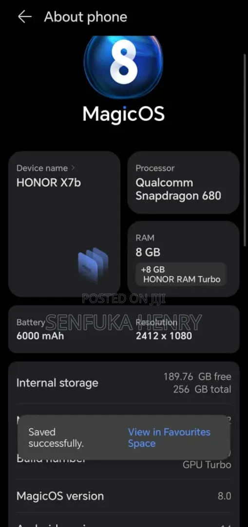 Honor X7b 5G 256 GB Blue