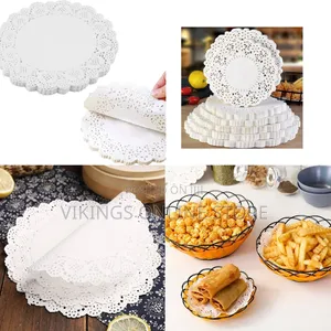 100 PCS 30cm Oil Absorbing White Lace Paper Doilies for Tableware
