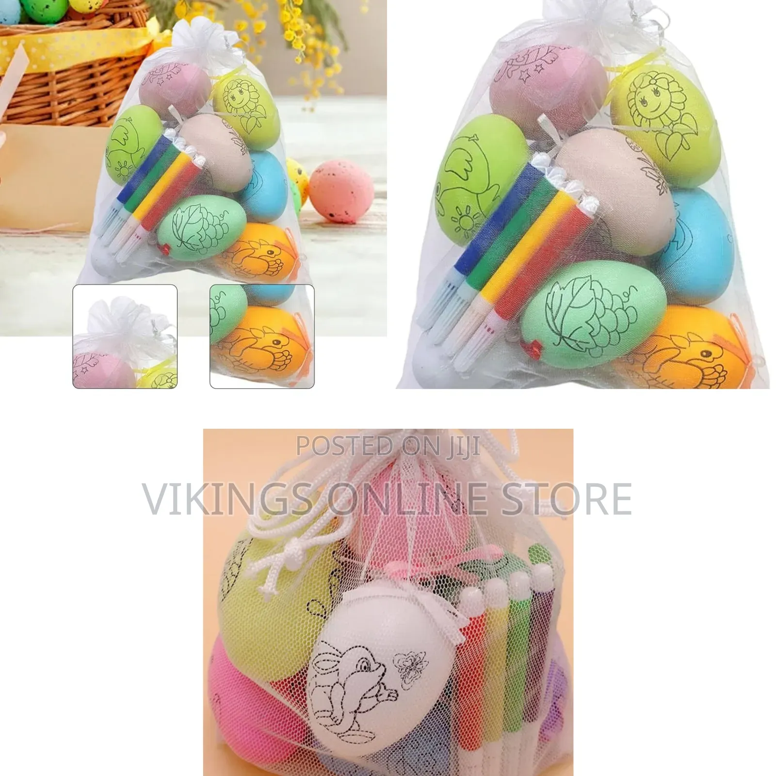 12 PCS Plastic Easter Egg Kit With Markers Handmade Color Painted