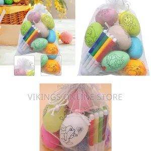 12 PCS Plastic Easter Egg Kit With Markers Handmade Color Painted
